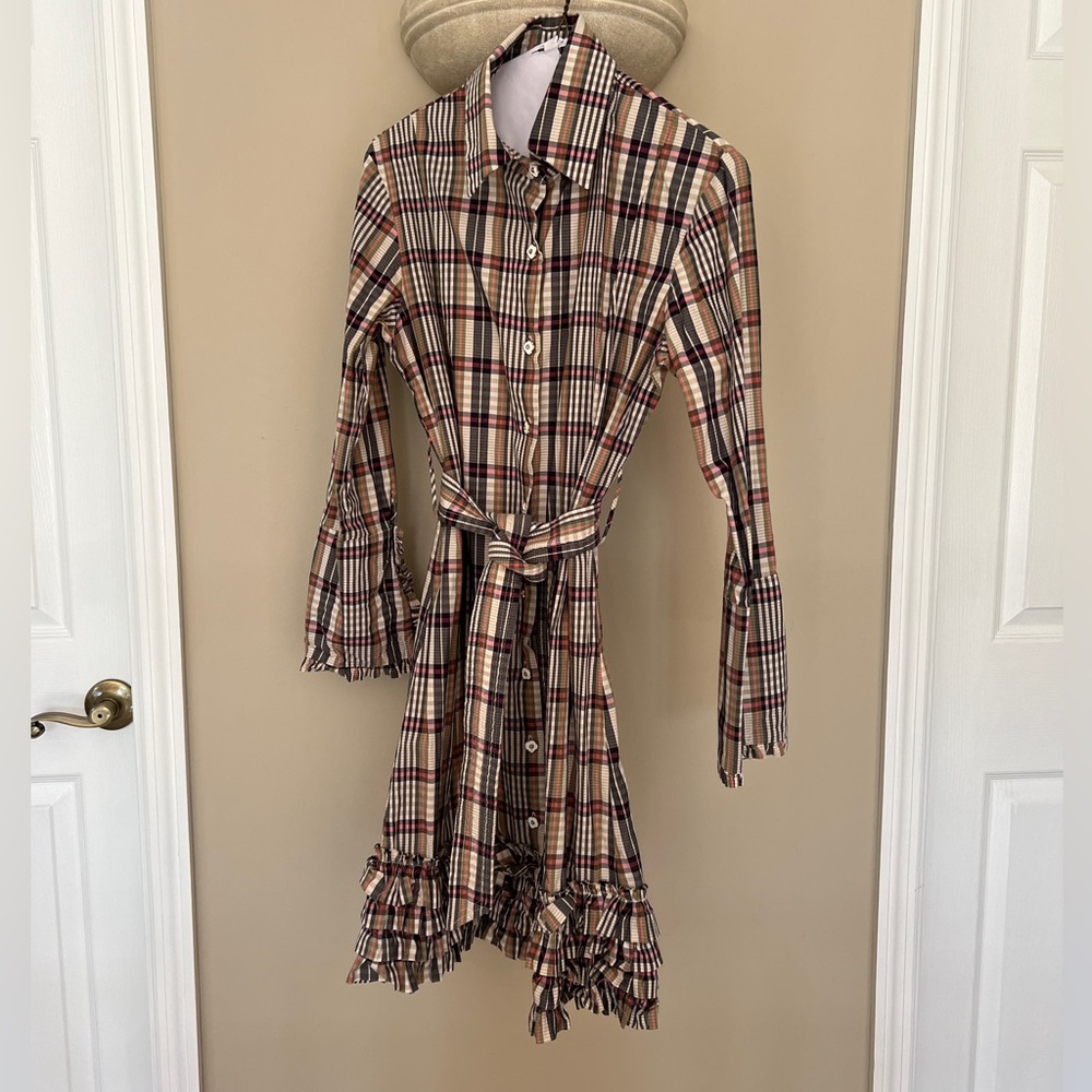 Plaid, ruffle dress